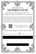 Museessence press-on nail sizing kit with instructions and branding.